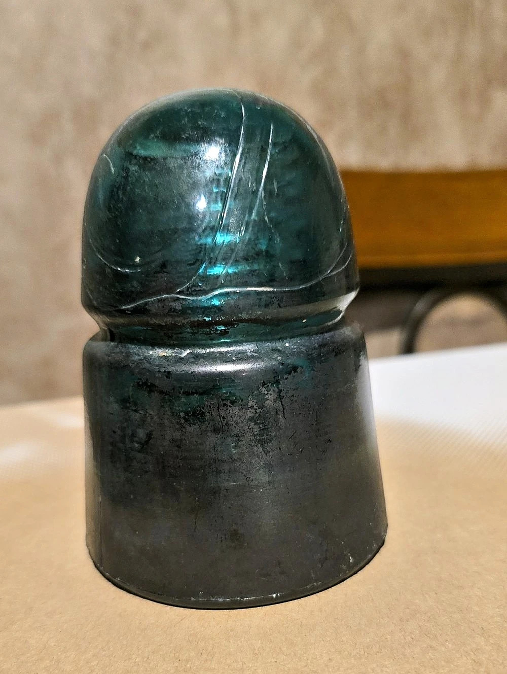 Hemingray 42 Glass Insulator Green & Black Decor